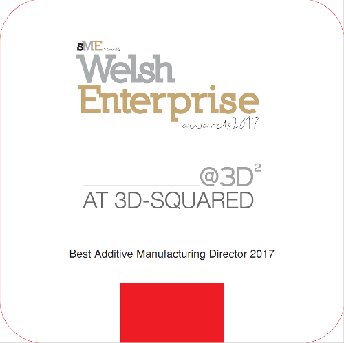 Andrew Allshorn, AT 3D SQUARED won the Welsh Enterprise Award, Best Additive Manufacturing Director 2017.