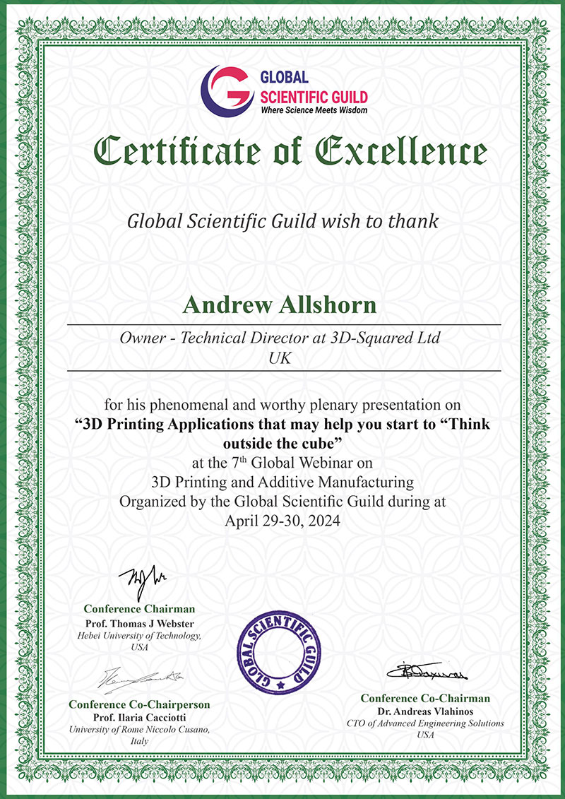 Andrew Allshorn Guild Certificate